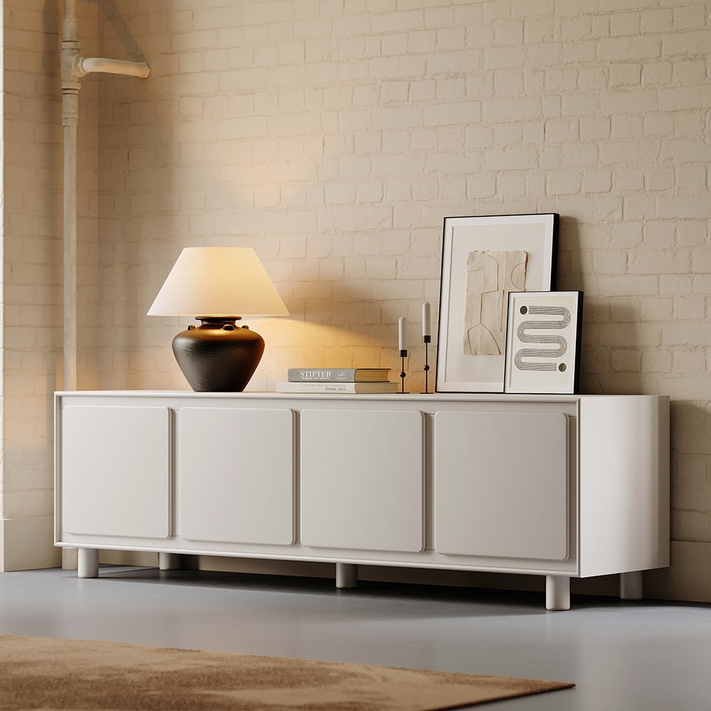 Pytania i odpowiedzi dla 72" Nowoczesny biały prostokątny wysoki stojak telewizyjny z miejscem do przechowywania telewizora od 65 do 75 cali