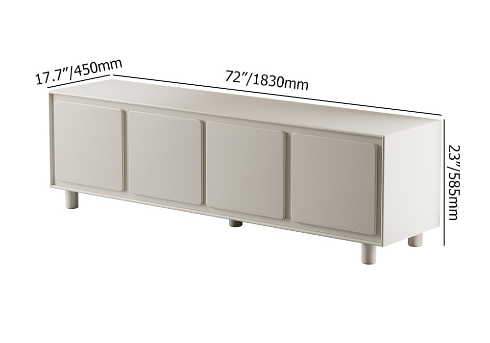 72" Modern White Rectangle Tall TV Stand with Storage for 65 to 75 inch TV weights dimensions image