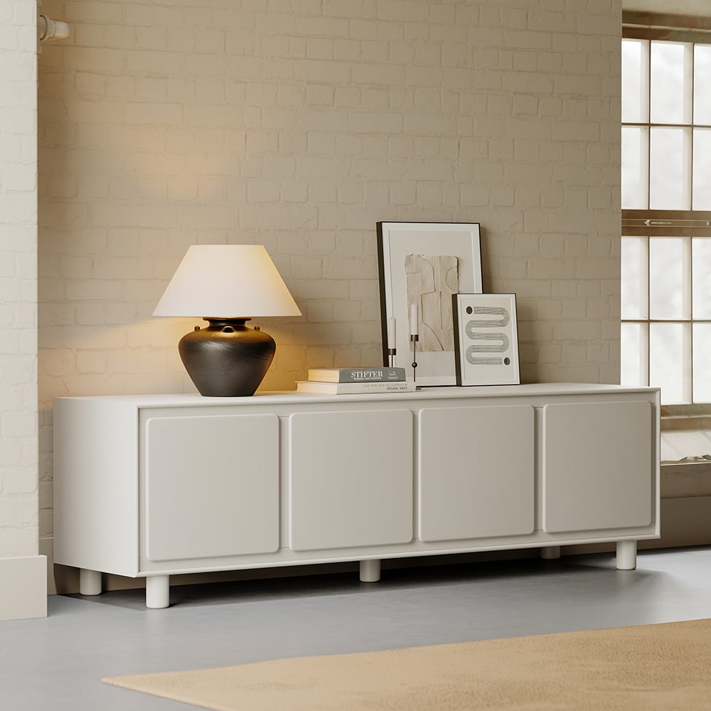 Pytania i odpowiedzi dla 72" Nowoczesny biały prostokątny wysoki stojak telewizyjny z miejscem do przechowywania telewizora od 65 do 75 cali