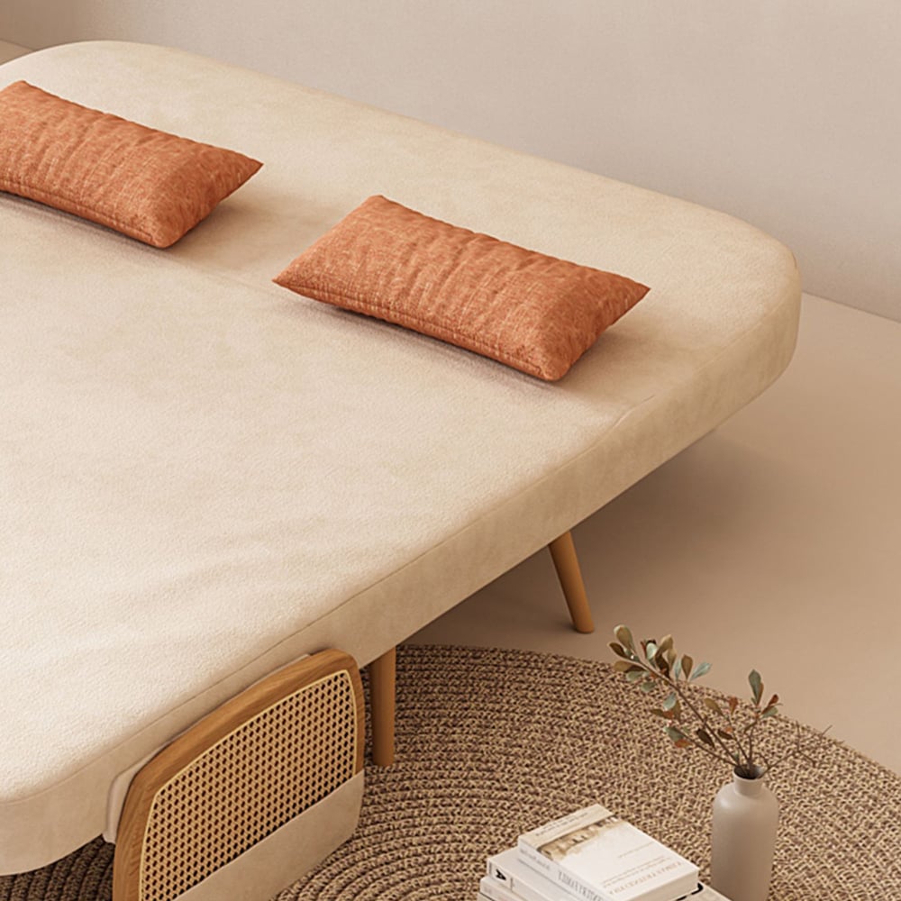 Domande e risposte per Divano letto a 2 posti in velluto e rattan beige