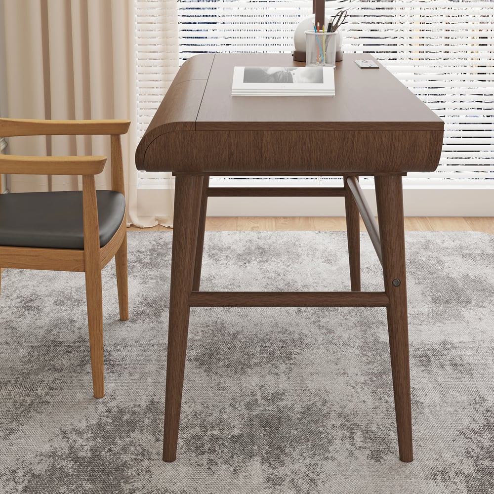 Customer Reviews for 47.2" Modern Rubber Wood Writing Desk Home Office Desk with Power Stip & 2 Drawers