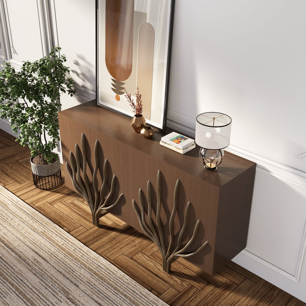 Avis Clients sur Buffet moderne du milieu du siècle 1600 mm avec 2 portes et 2 étagères