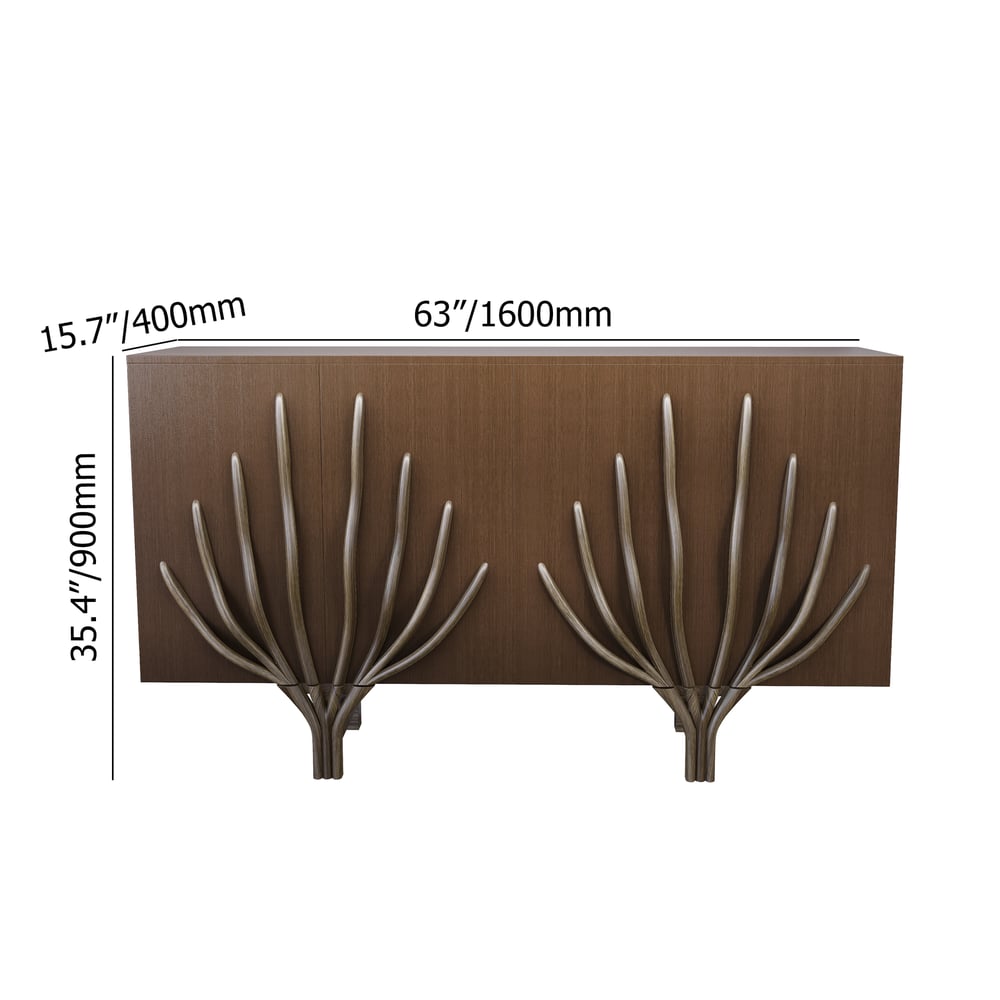 63" Sideboard Branch Design Mid Century Modern Buffet with 2 Doors 2 Shelves weights dimensions image