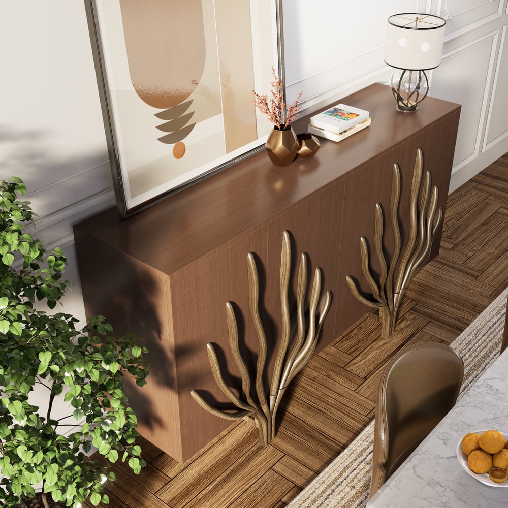 Customer Reviews for Mid Century Modern 63" Walnut Sideboard with Branch Design & 2 Doors