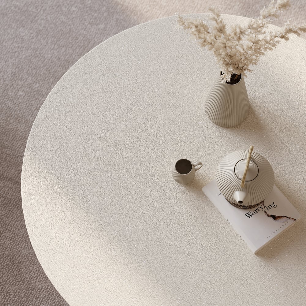 Vragen en antwoorden voor Curva ronde salontafel van betonnen walnoot met houten poten