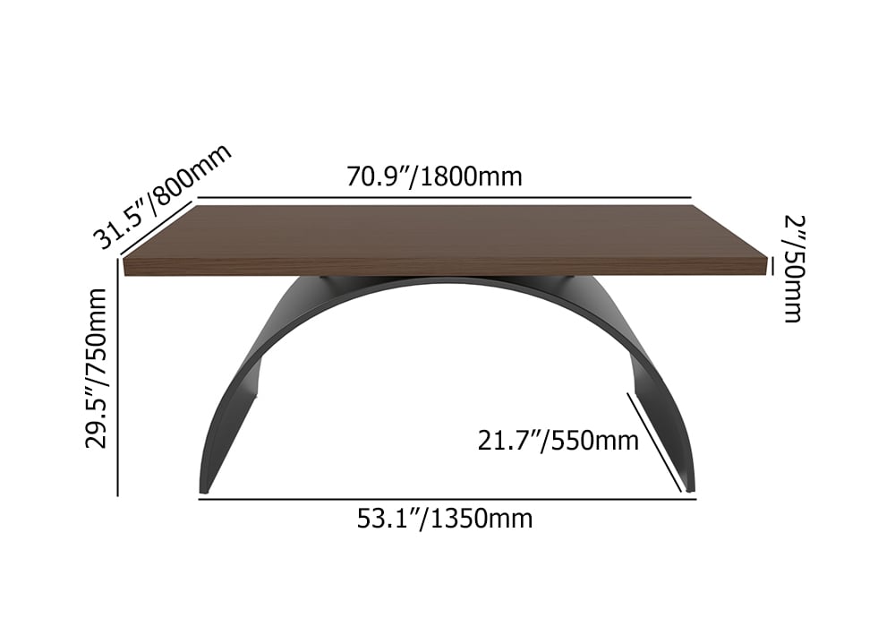 70.9" Set Industrial Rectangular Writing Desk & Reclining Leather Office Desk Chair weights dimensions image
