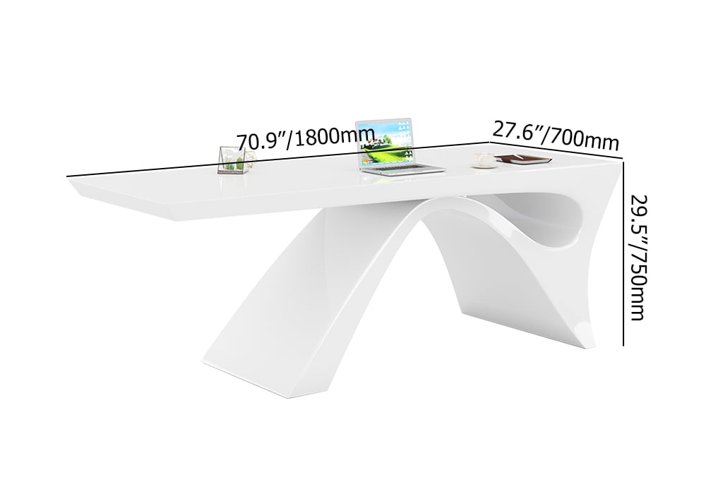 71" Modern White Computer Desk Rectangular Executive & Reclining Leather Office Chair weights dimensions image