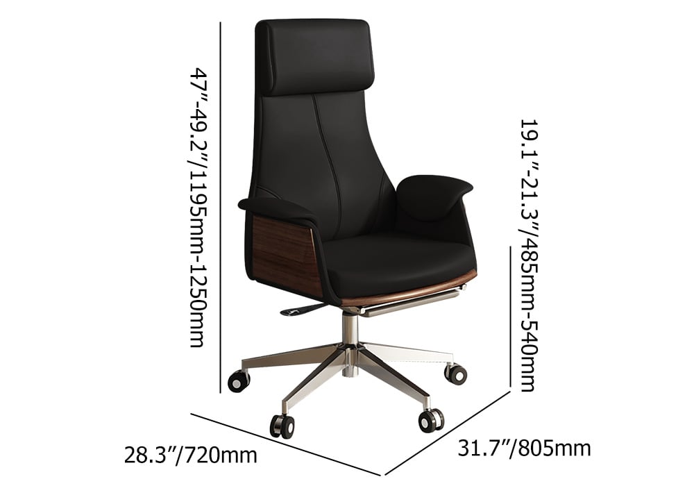 64.2" Black Wooden Writing Desk & Reclining Leather Office Desk Chair Set weights dimensions image