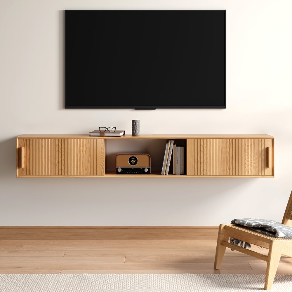 Questions and Answers for 1800mm Floating Wood Fluted TV Stand with Storage