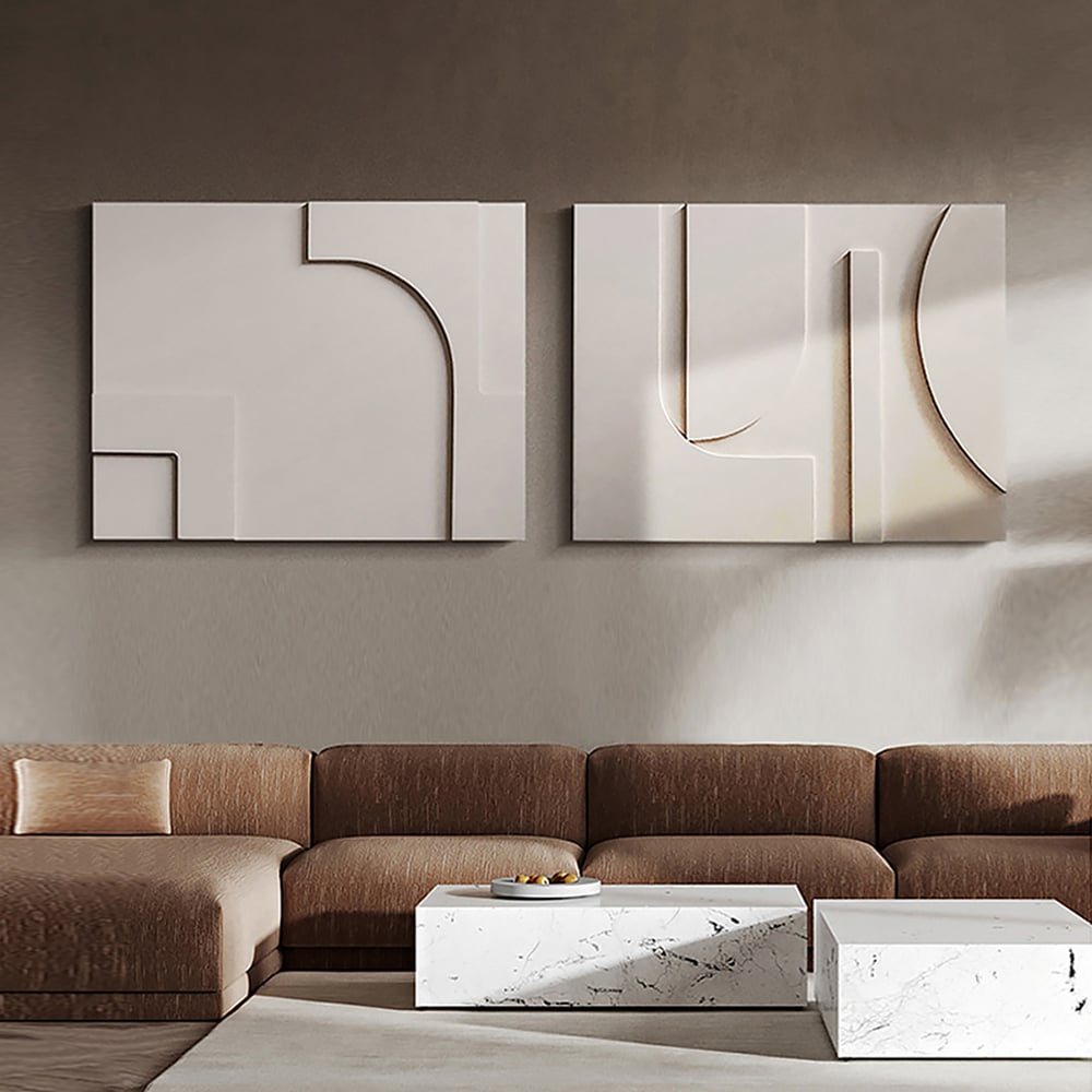 Avis Clients sur Ensemble de décoration murale abstraite Japandi, 2 pièces, pendentif blanc artistique 3D