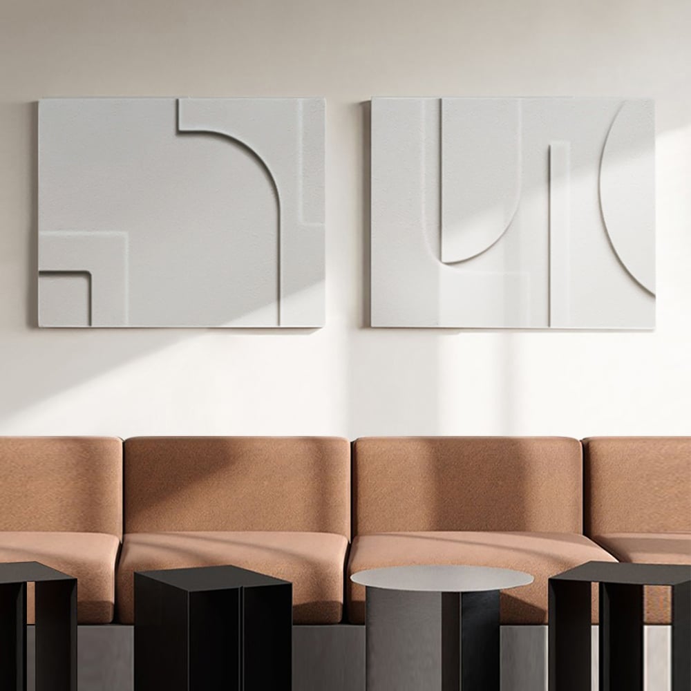 Avis Clients sur Ensemble de décoration murale abstraite Japandi, 2 pièces, pendentif blanc artistique 3D