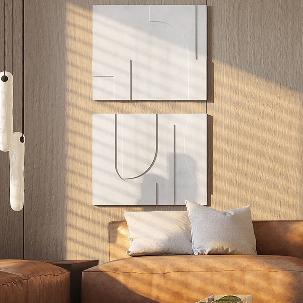 Avis Clients sur Ensemble de décoration murale abstraite Japandi, 2 pièces, pendentif blanc artistique 3D