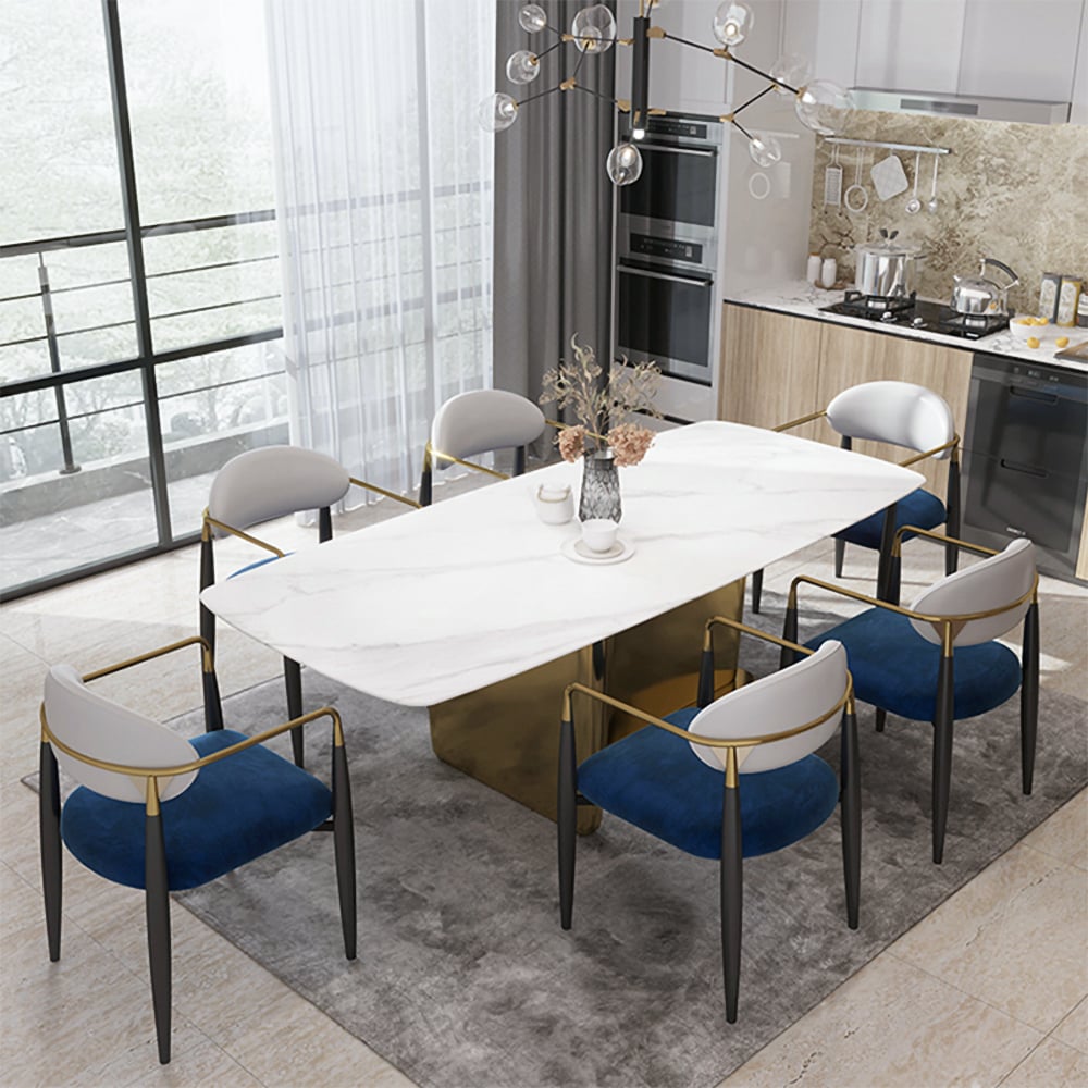 Questions and Answers for Otrast Series Set of 4 Modern Dining Chairs Upholstered Arm Chair in White and Blue