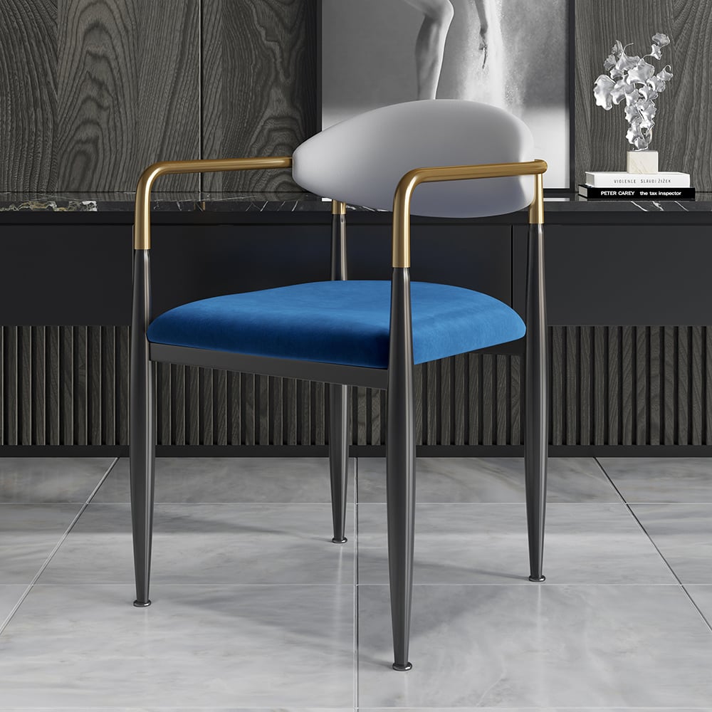 Questions and Answers for Otrast Series Set of 4 Modern Dining Chairs Upholstered Arm Chair in White and Blue