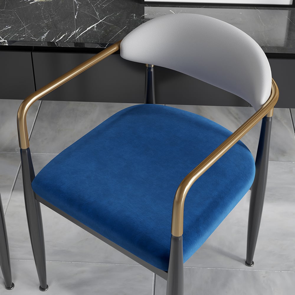 Questions and Answers for Otrast Series Set of 4 Modern Dining Chairs Upholstered Arm Chair in White and Blue