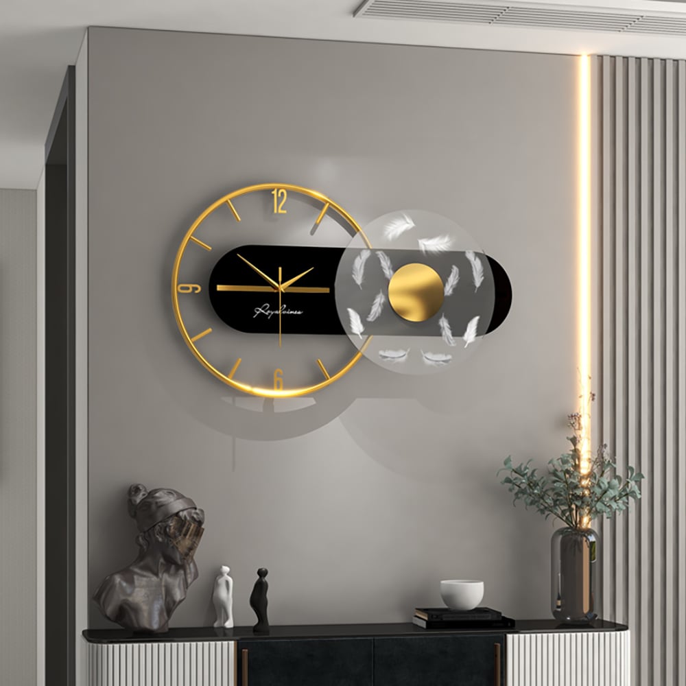 Hodnocení zákazníků pro položku 23,6" moderní LED černé a zlaté geometrické kovové tiché nástěnné hodiny