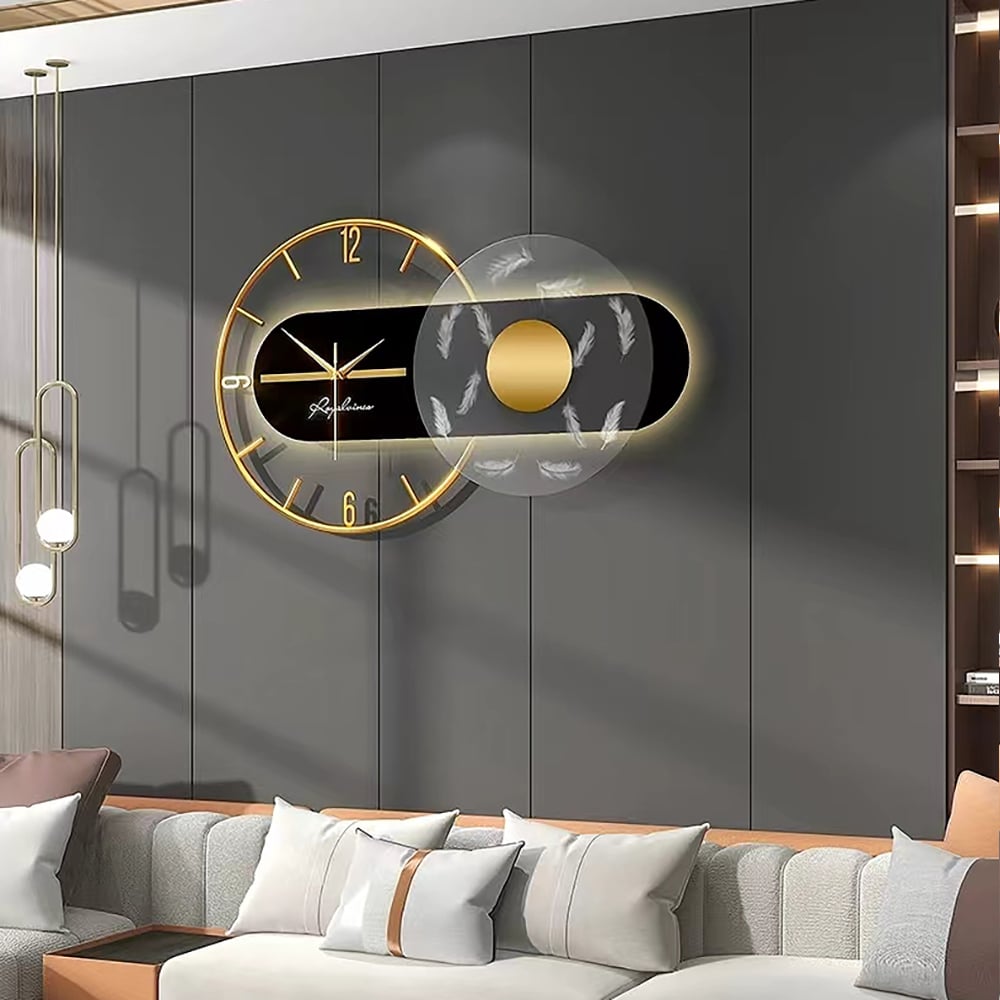 Hodnocení zákazníků pro položku 23,6" moderní LED černé a zlaté geometrické kovové tiché nástěnné hodiny