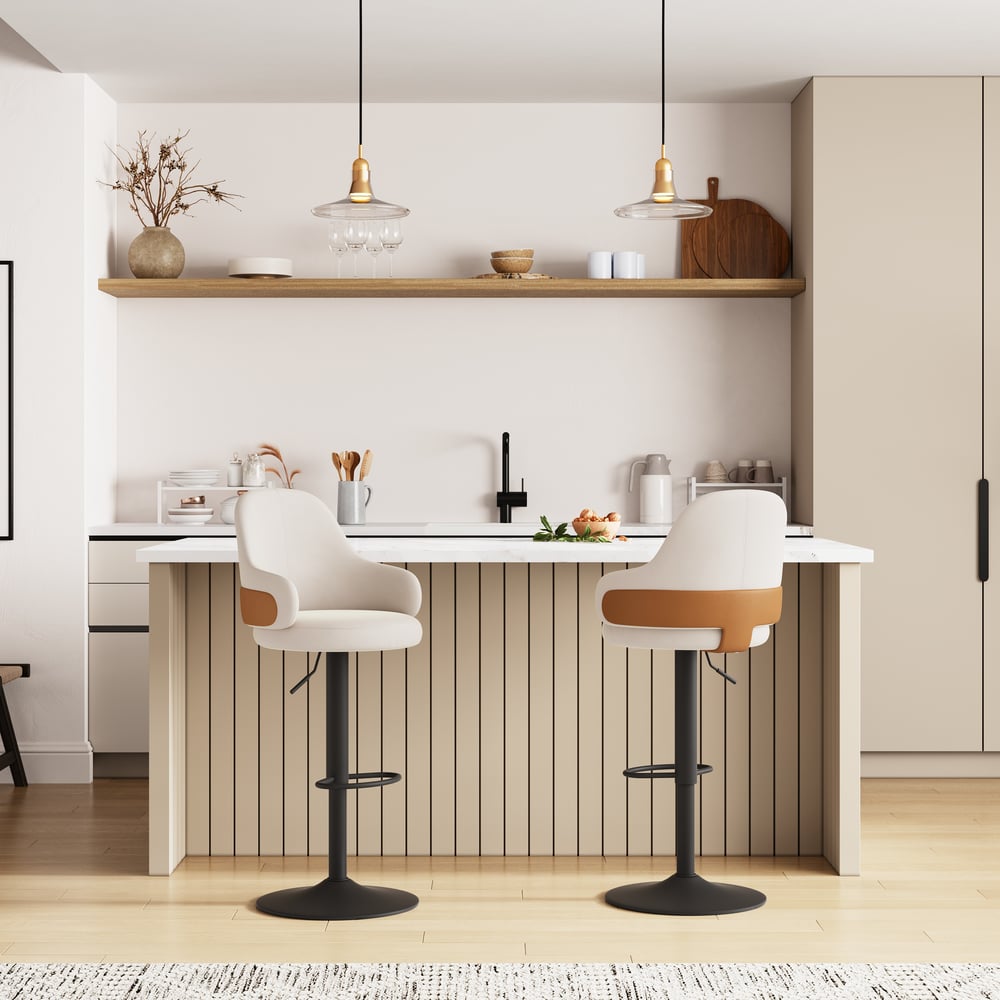 Questions and Answers for Modern Adjustable Swivel Velvet Bar Stools or Counter Stools with Upholstery White