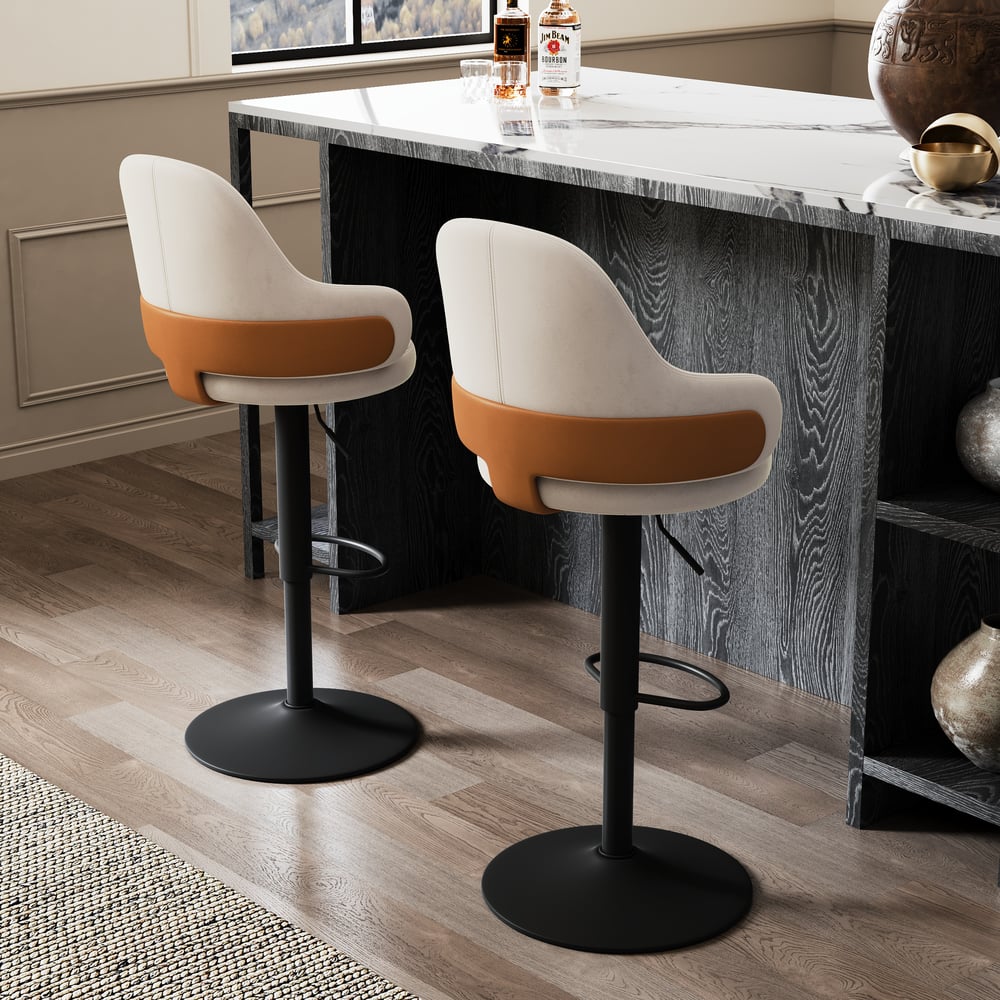 Questions and Answers for Modern Adjustable Swivel Velvet Bar Stools or Counter Stools with Upholstery White