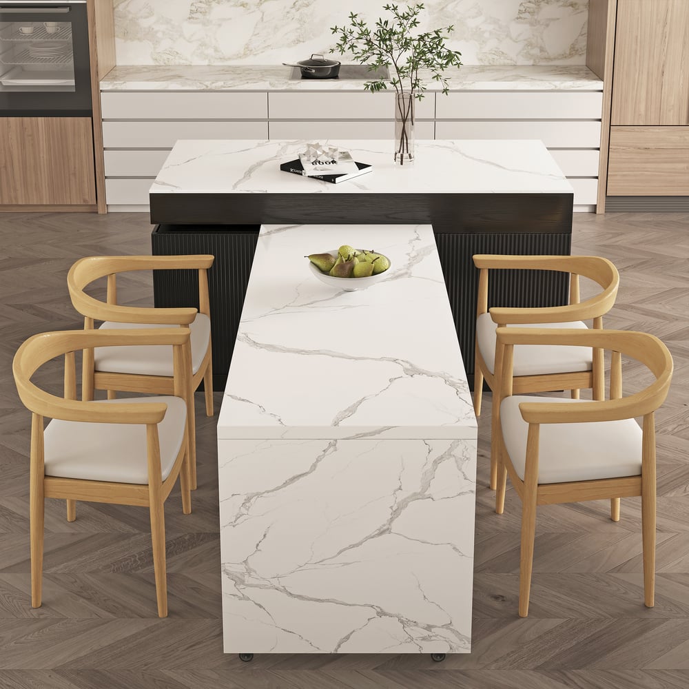 Questions et Réponses pour Îlot de cuisine extensible noir avec plateau en grès fritté de 2050 mm à 2680 mm