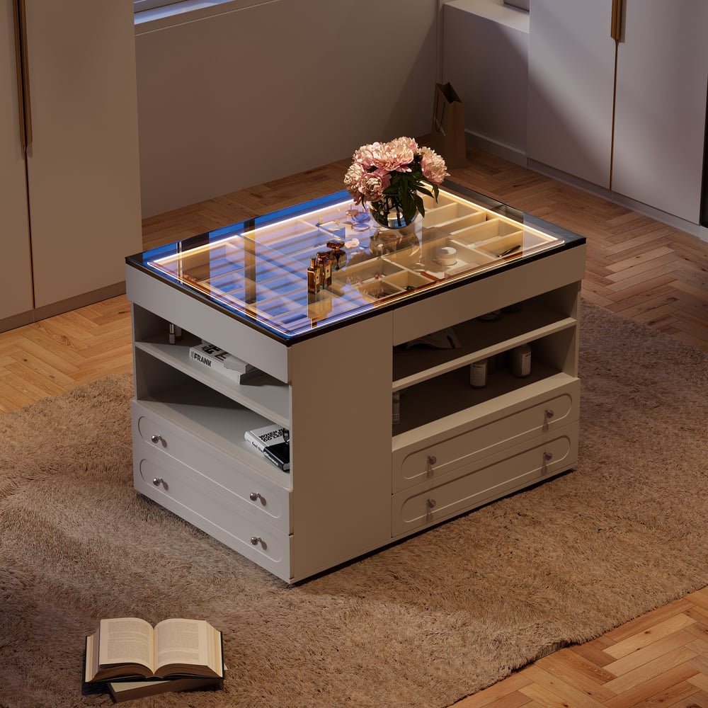 Customer Reviews for 1200mmW Dresser Walk in Closet Island with Jewelry Storage LED Light