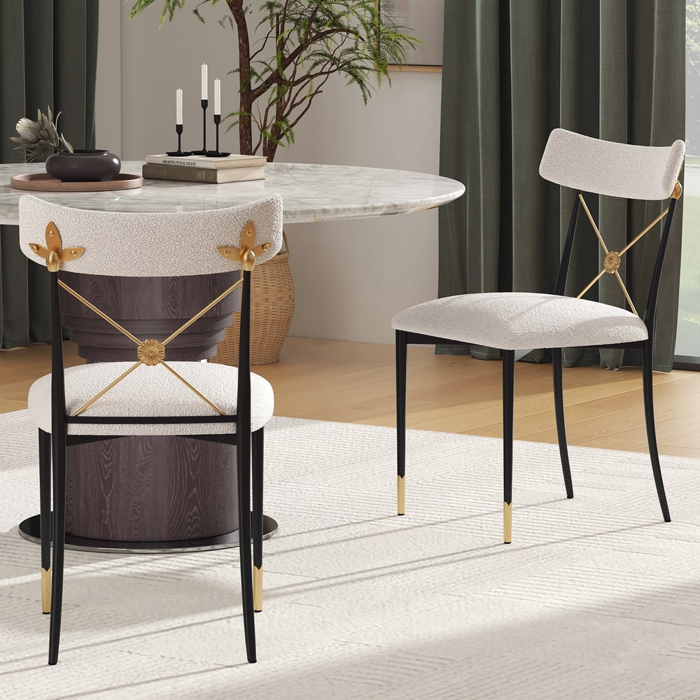 Avis Clients sur Chaise de salle à manger White Boucle Chaise latérale incurvée rembourrée à dossier croisé