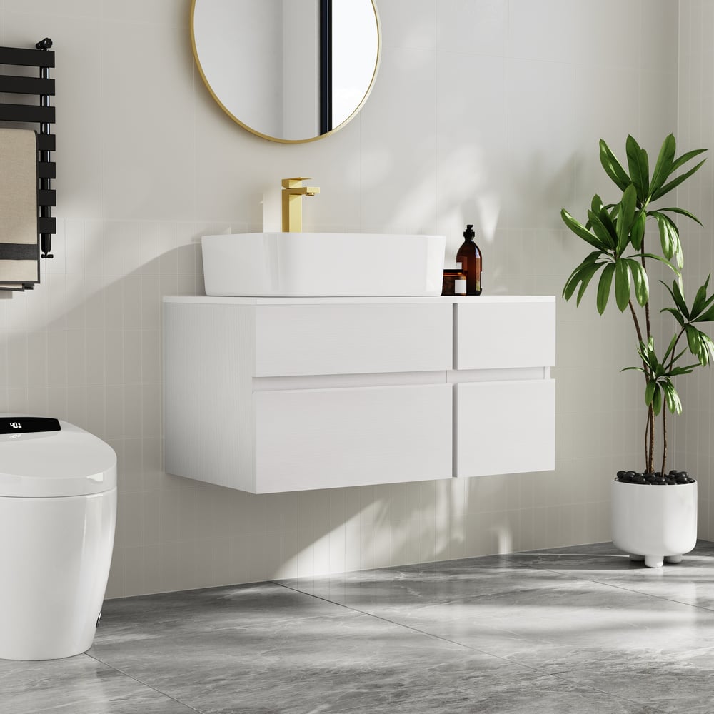 Customer Reviews for Bathroom Vanity Set 31.5" Modern Floating Faux Marble Bathroom Vanity White with Sink