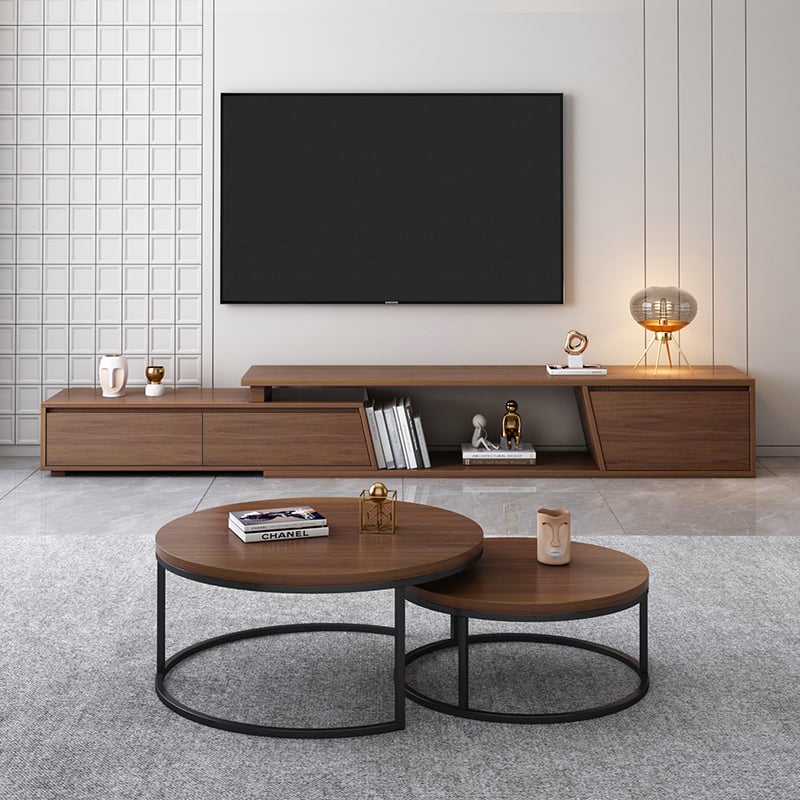 Questions and Answers for Fero Extendable Walnut TV Stand & Nesting Coffee Table Set