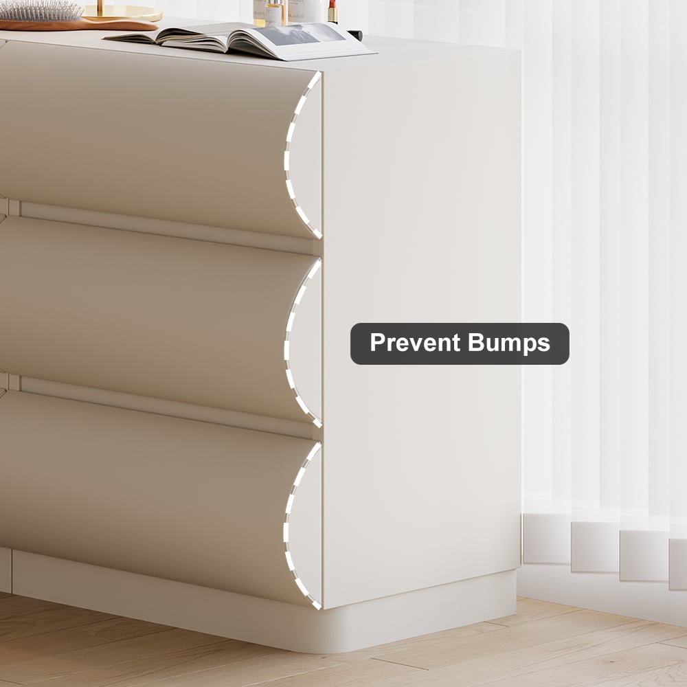 Humply White Leather King Bed Frame & 6-Drawer Dresser Set Humply White Leather King Bed Frame & 6-Drawer Dresser Set window image
