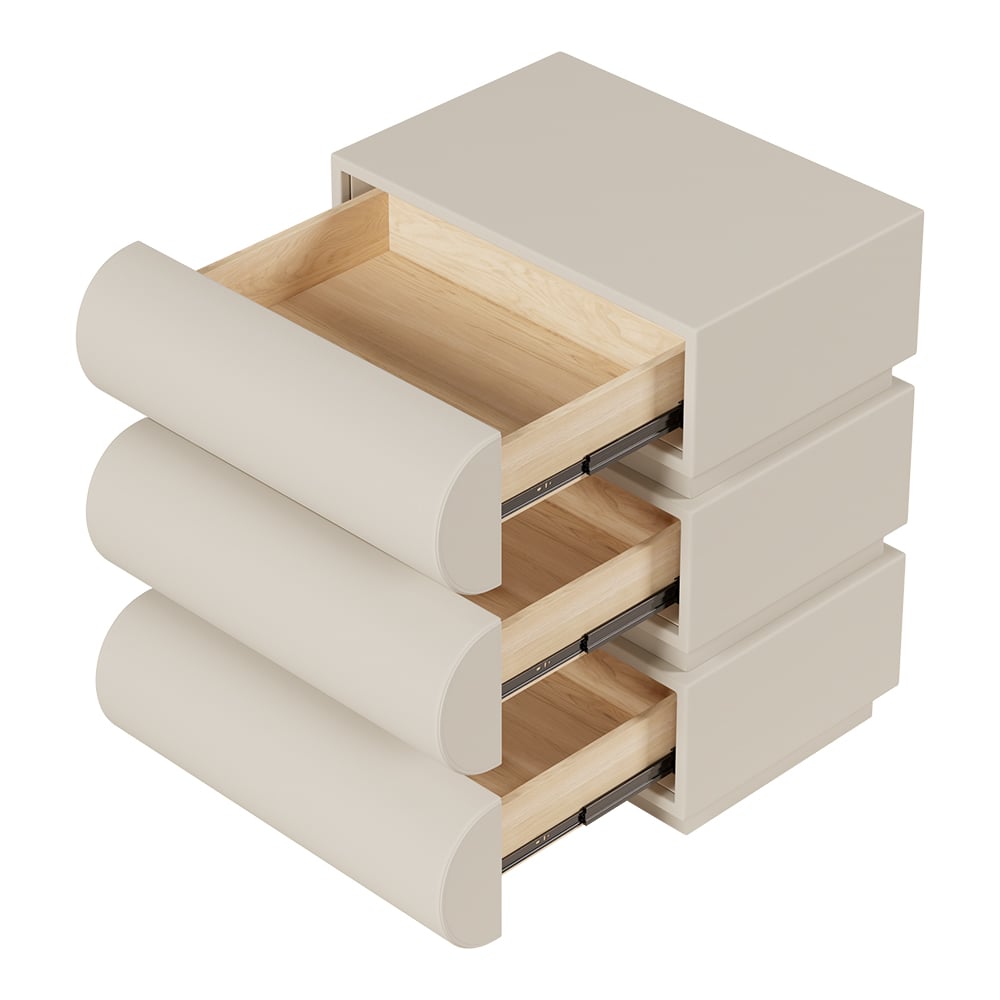 Humply White Leather 3-Drawer Smart Nightstand & Makeup Vanity Set window image