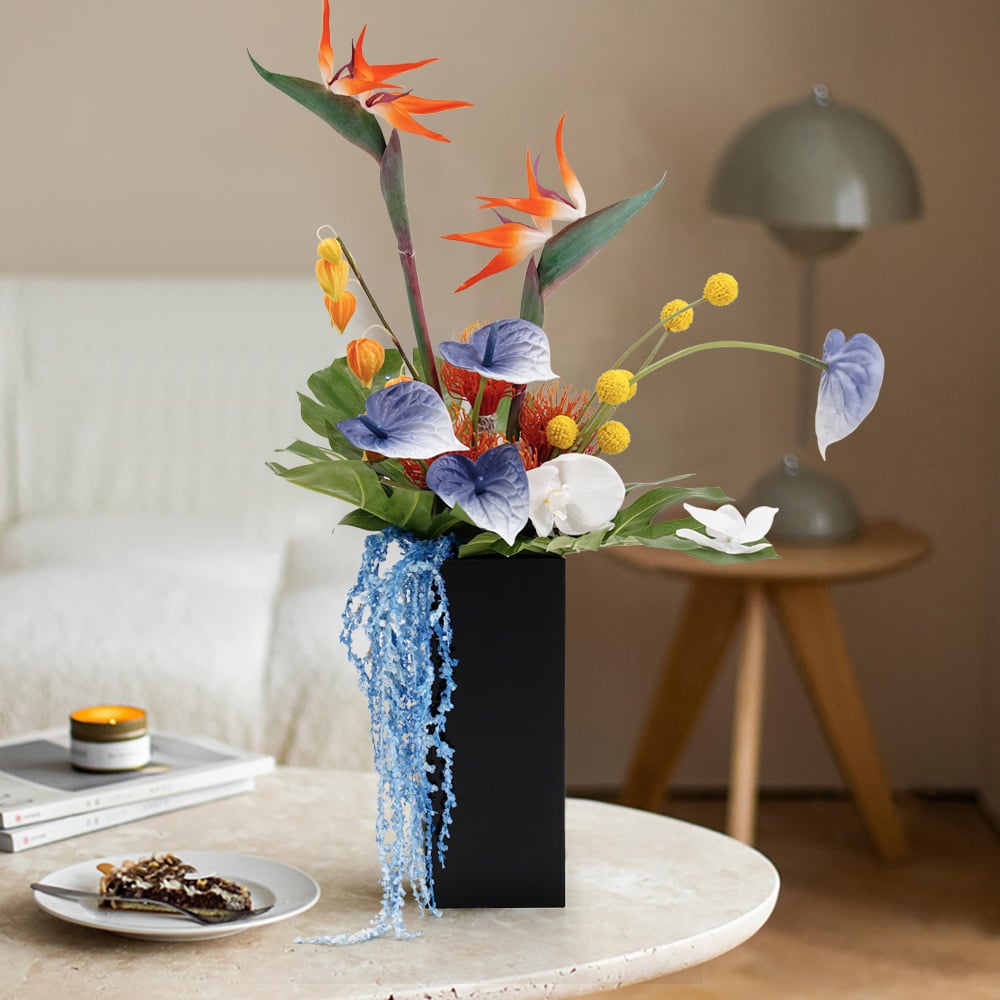 Customer Reviews for Modern Iris Artificial Flowers Arrangement in Vase Black Acrylic Vase Fake Flower Decor
