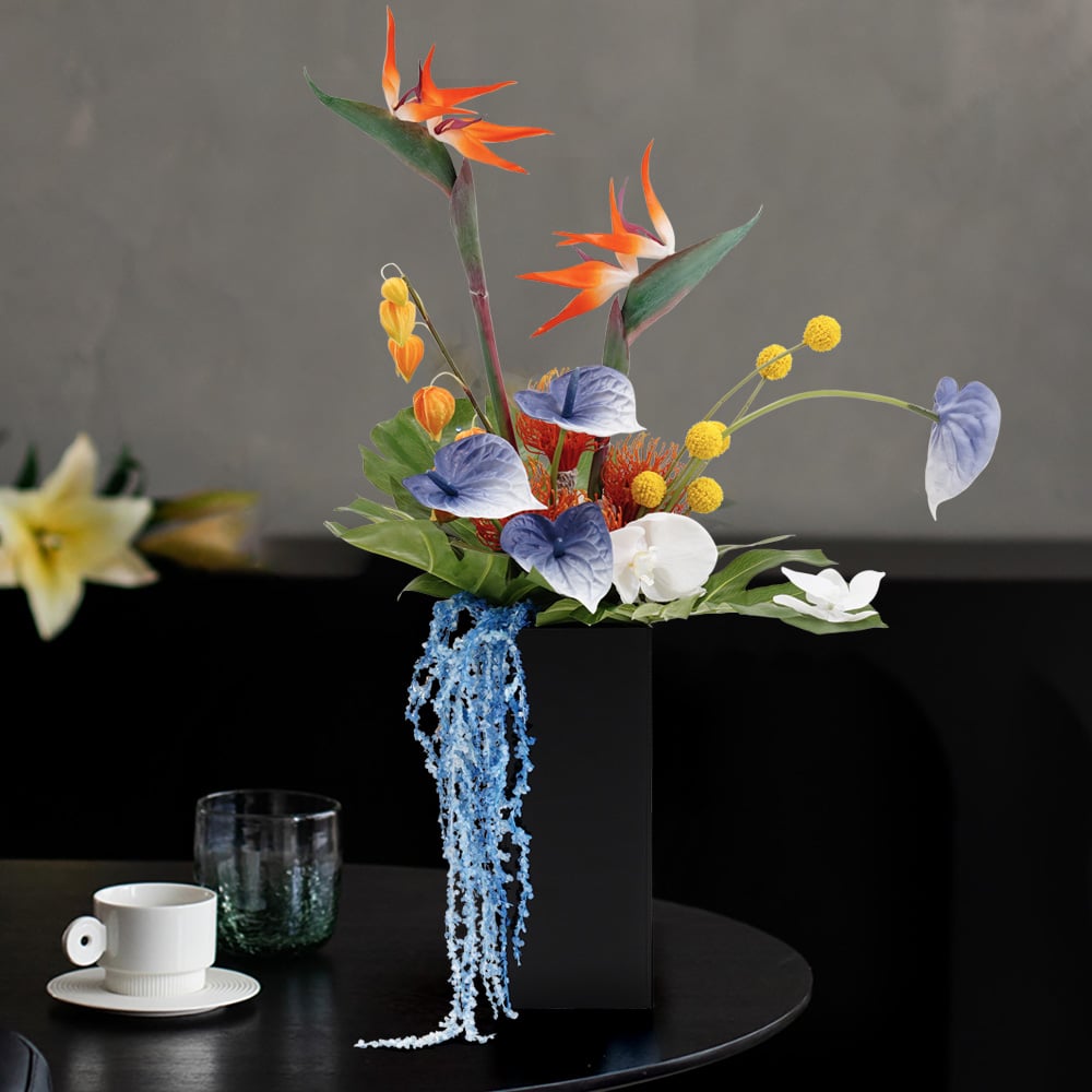 Customer Reviews for Modern Iris Artificial Flowers Arrangement in Vase Black Acrylic Vase Fake Flower Decor