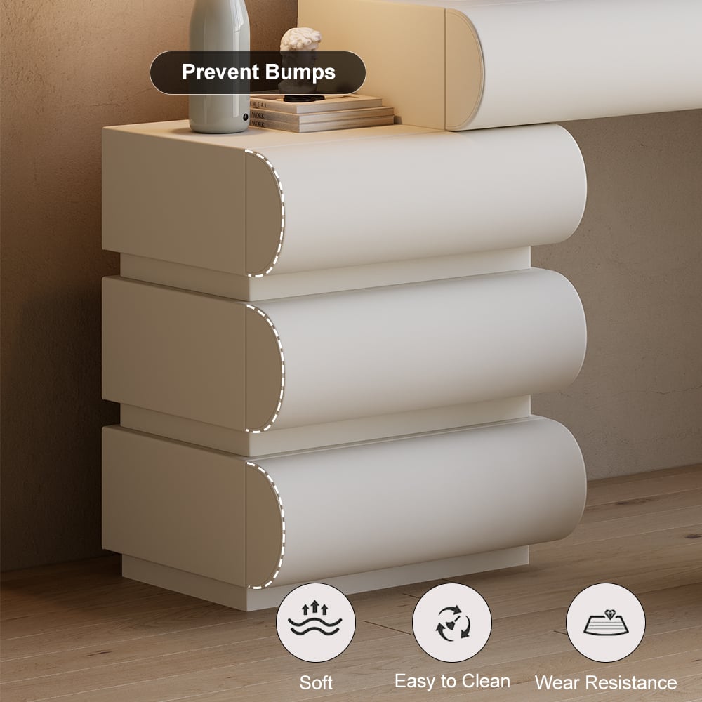 Humply White Leather Wingback King Bed Frame & Makeup Vanity Set window image