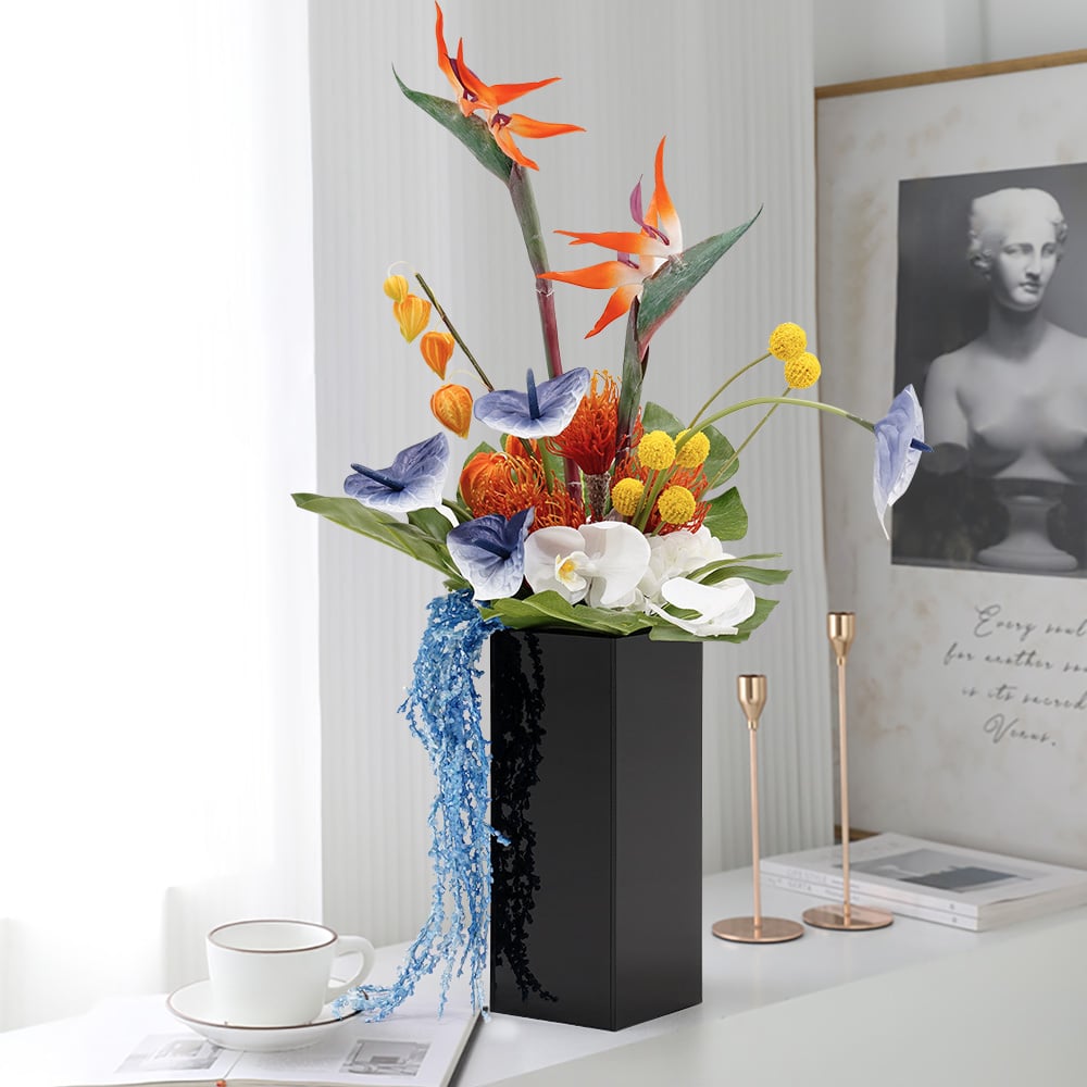 Customer Reviews for Modern Iris Artificial Flowers Arrangement in Vase Black Acrylic Vase Fake Flower Decor
