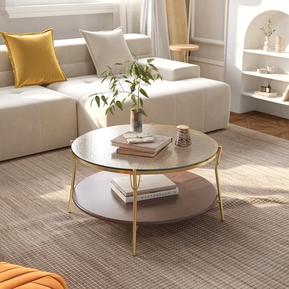 Customer Reviews for 30" Glass Top Walnut 2-Tiered Coffee Table