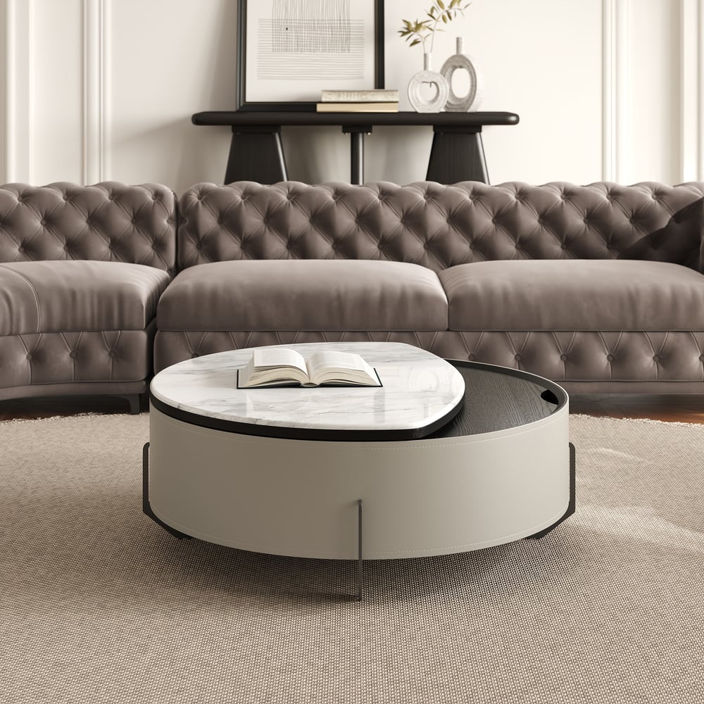 Customer Reviews for 900mm White Faux Marble Leather Lift-Top Coffee Table