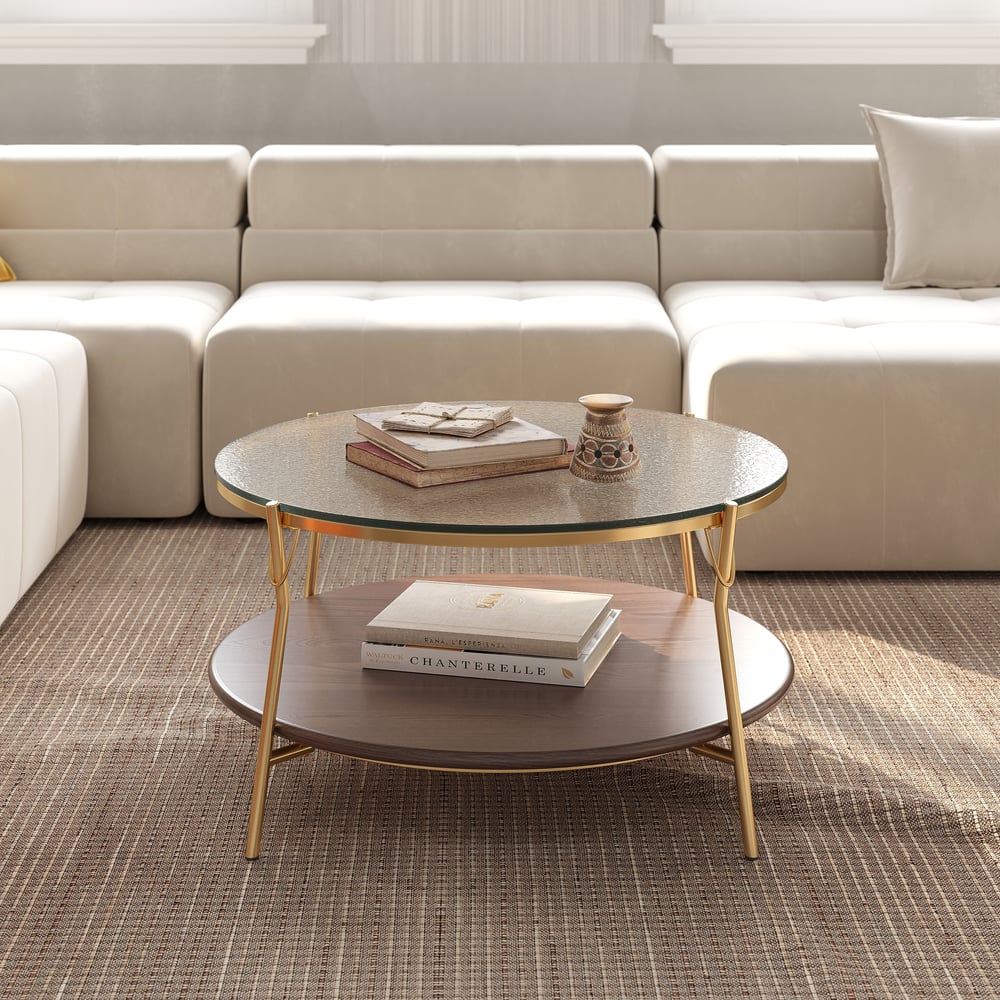 Customer Reviews for 30" Glass Top Walnut 2-Tiered Coffee Table