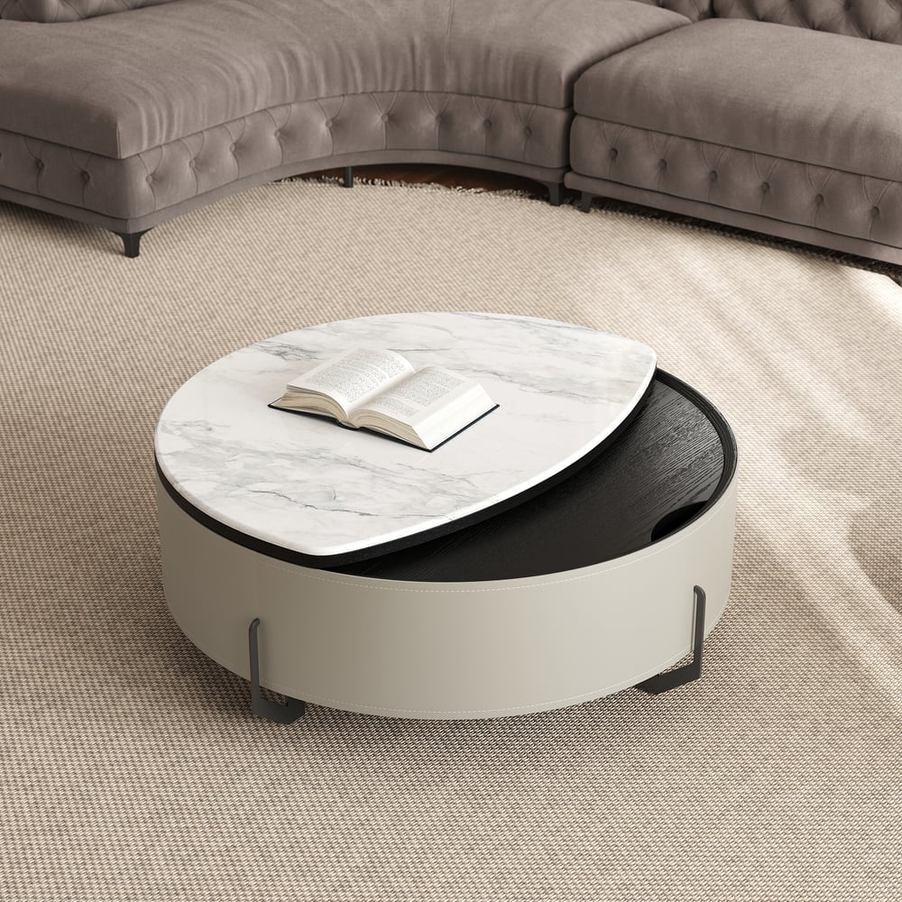 Customer Reviews for 900mm White Faux Marble Leather Lift-Top Coffee Table