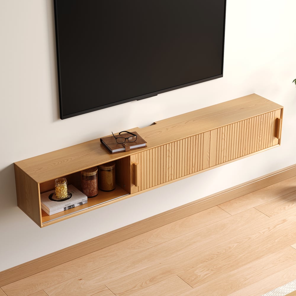 Questions and Answers for 1800mm Floating Wood Fluted TV Stand with Storage