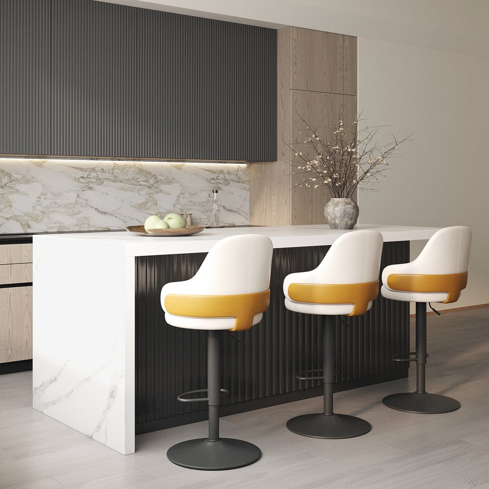 Hodnocení zákazníků pro položku Ostrov a stolička 72" moderní laminátový kuchyňský ostrůvek se 2 sametovými otočnými barovými stoličkami