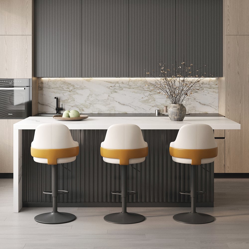 Hodnocení zákazníků pro položku Ostrov a stolička 72" moderní laminátový kuchyňský ostrůvek se 2 sametovými otočnými barovými stoličkami