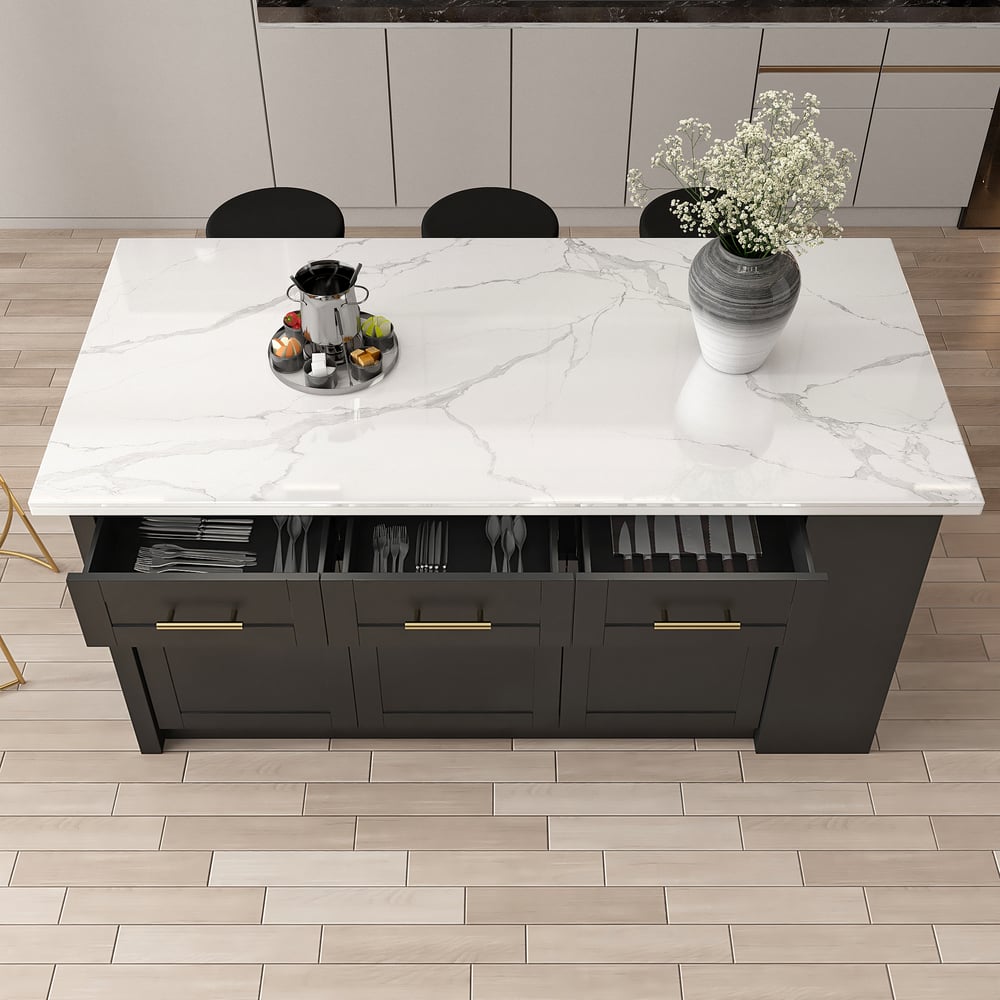 Customer Reviews for 70.9&quot; Modern Style Sintered Stone Kitchen Islands with Multi-Storage White &amp; Black