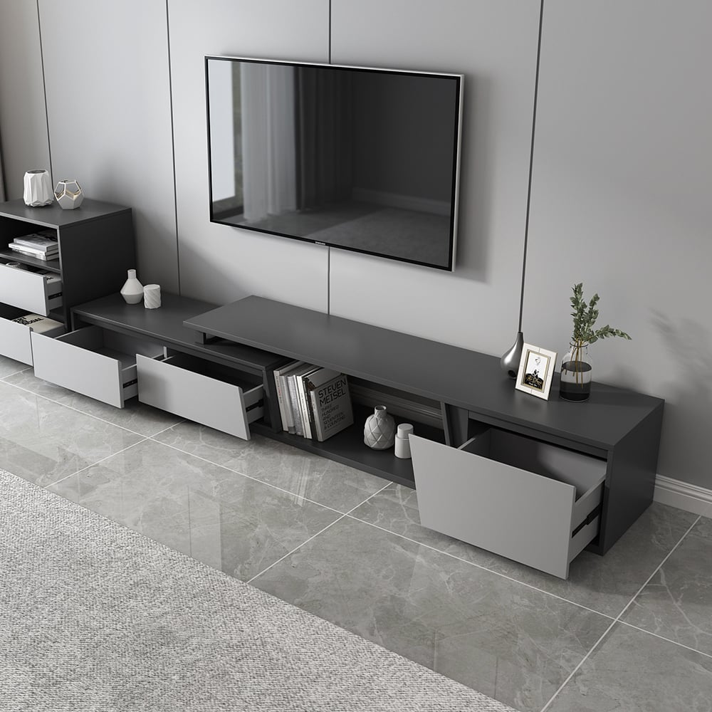 Avis Clients sur Meuble TV extensible Fero avec 3 tiroirs (1800 mm à 3048 mm)