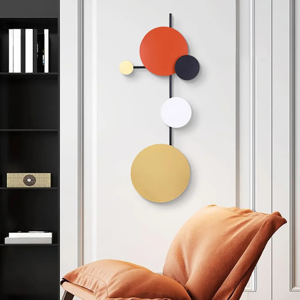 Questions and Answers for Modern Geometric Round Wall Decor Wall Hanging Metal Art 400mm x 950mm Multi-Colour