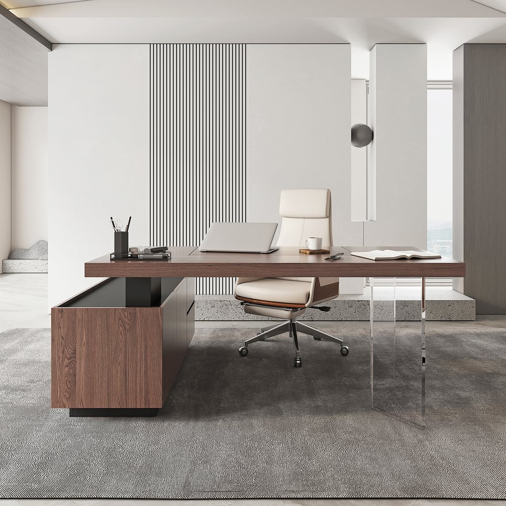 Customer Reviews for 71.5" Modern Walnut Standing L-Shape Executive Desk with lifter Desktop Right Hand