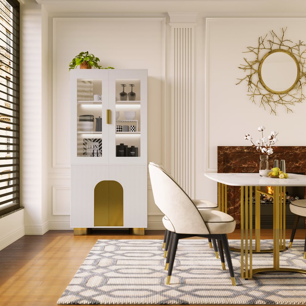 Hodnocení zákazníků pro položku Artus Moderní špinavě bílá úložná vitrína s policemi a LED a zadní deskou