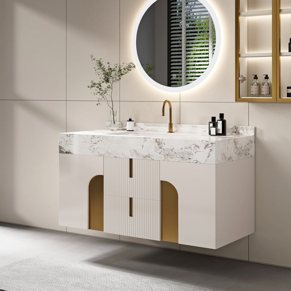 Customer Reviews for Artis Series Bathroom Vanity Set 92 cm Modern Floating Bathroom Vanity Beige with Sink