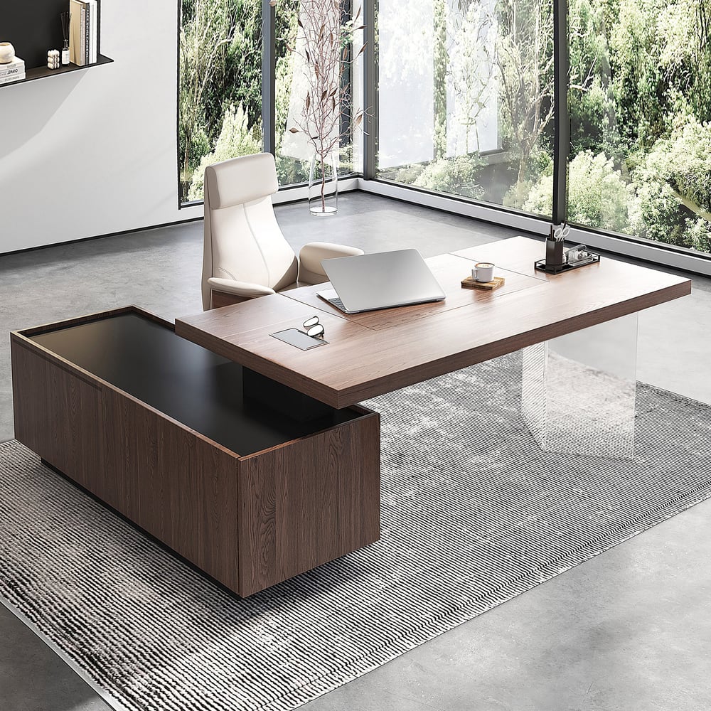 Customer Reviews for 71.5" Modern Walnut Standing L-Shape Executive Desk with lifter Desktop Right Hand
