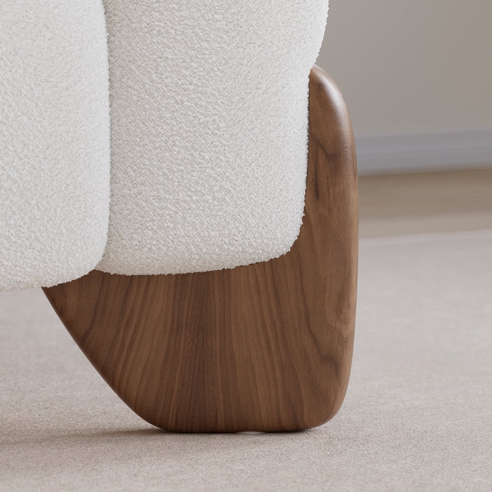 Customer Reviews for Curva 78" White Boucle Upholstered Wood Legs 2-Seat Sofa