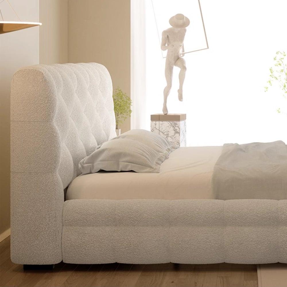 Avaliações de clientes sobre Estrutura de cama otomana branca moderna Super King Size com cabeceira Boucle